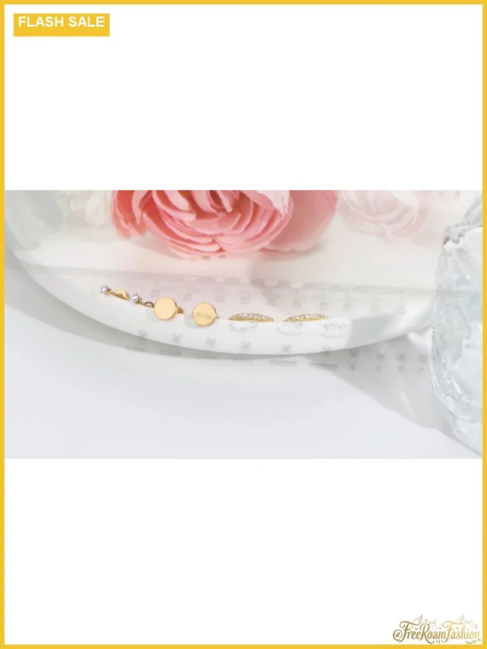 12 Pairs Hypoallergenic Flat Back Stud Earrings Set 14k Gold Plated Stainless